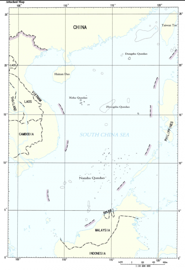 Gambar 2 Nine-dashed Line, Klaim Tiongkon di Laut Tiongkok Selatan